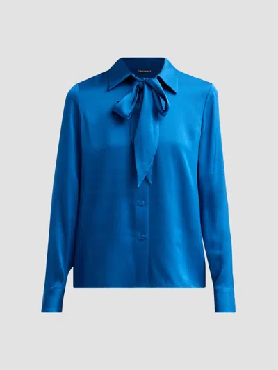 Elie Tahari The Solana Silk Stretch Blouse In Blue