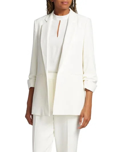 Elie Tahari Women's Stella Ruched Open Front Blazer In White