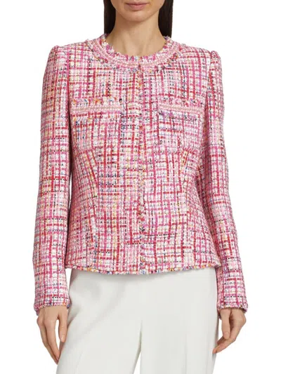 Elie Tahari Women's The Allie Tweed Jacket In Pink Tweed
