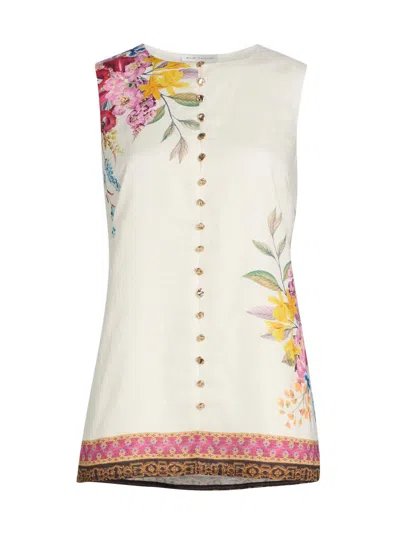 Elie Tahari The Annalise Linen Blouse In White