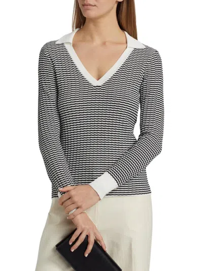 Elie Tahari Women's The Carlotta Open Collar Sweater In Black