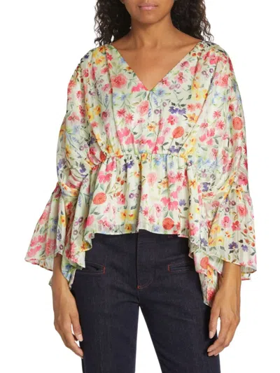 Elie Tahari Women's The Emma Floral Peplum Blouse In Pressed Flowers