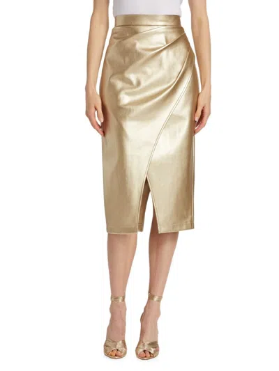 Elie Tahari Women's The Harley Faux Leather Skirt In Liquid Gold