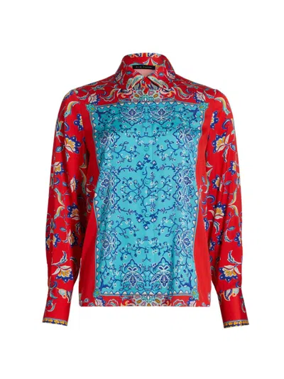 Elie Tahari The Haven Isle Of Capri Stretch Silk Shirt In Multi