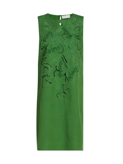 Elie Tahari The Isabella Embroidered Sleeveless Dress In Green
