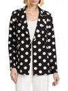 Elie Tahari The Jace Jacquard Linen-blend Blazer In Noir White