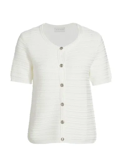 Elie Tahari Women's The Jenny Pointelle Cardigan In Sky White