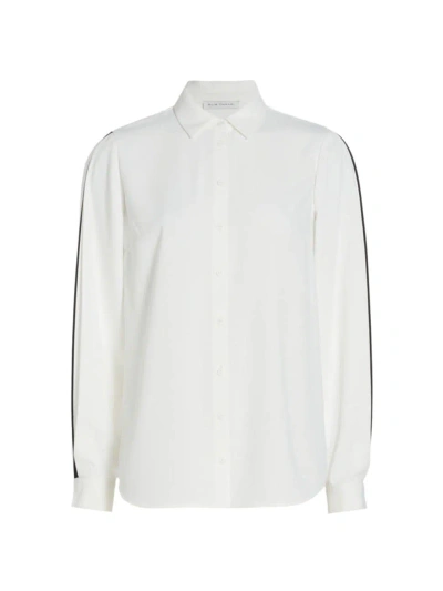 Elie Tahari Women's The Landon Pleated-sleeve Blouse In Sky White Noir