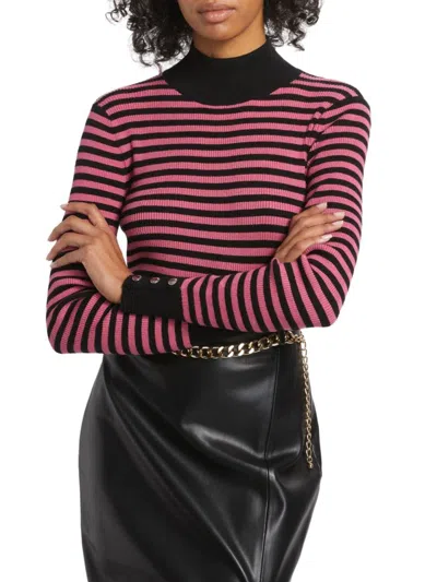 Elie Tahari Women's The Lex Striped Sweater In Noir Swan Song