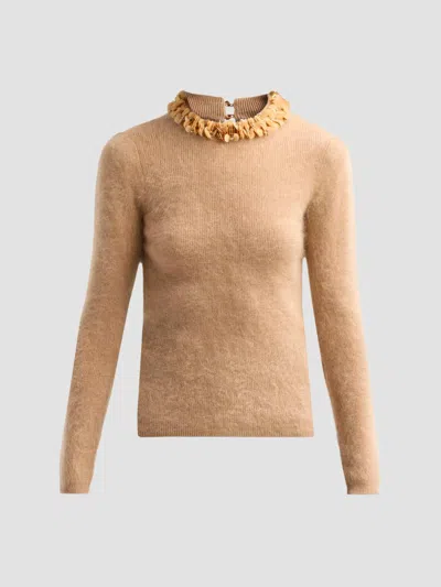 Elie Tahari Women's The Ling Jeweled Cashmere Sweater In Brown