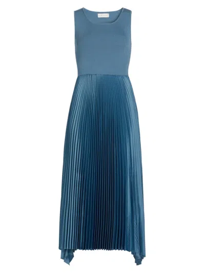 Elie Tahari The Mave Pleated Sleeveless Midi Dress In Blue Breeze | ModeSens
