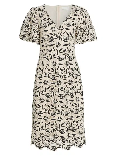 Elie Tahari The Presley Cotton Blend Lace Midi Dress In Neutral