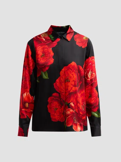 Elie Tahari Women's The Shae Printed Silk Blouse In Black