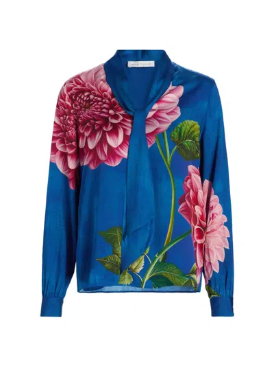 Elie Tahari Women's The Sonja Garden Escape Silk-blend Blouse In Blue