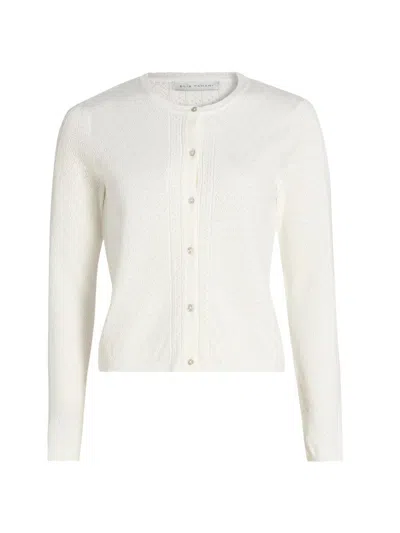 Elie Tahari Women's The Steele Pointelle Cardigan In White