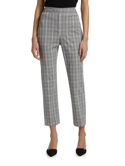 Elie Tahari Women's The Taylor Tapered Plaid Pants In Taylor Grey