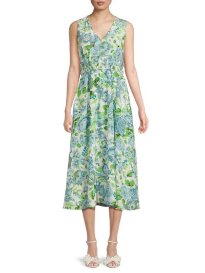 Elie Tahari Women's The Victoria Silk Midi Dress In Green