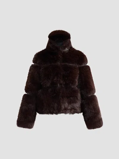 Elie Tahari Women's The Yael Faux-fur Funnel-neck Coat In Brown