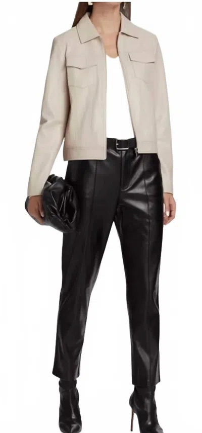 Elie Tahari Vegan Leather Zip Up Jacket In Zinc In Gray