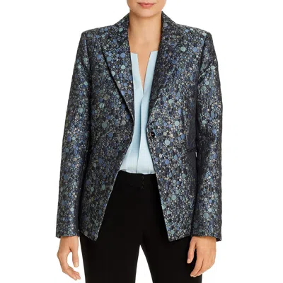 Elie Tahari Womens Polka Dot Evening One-button Blazer In Blue