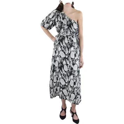 Elie Tahari Womens Printed Linen Midi Dress In Multi
