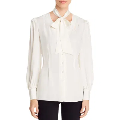 Elie Tahari Womens Silk Button Down Blouse In White