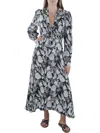 Elie Tahari Womens Tie Front Linen Blend Maxi Dress In Multi