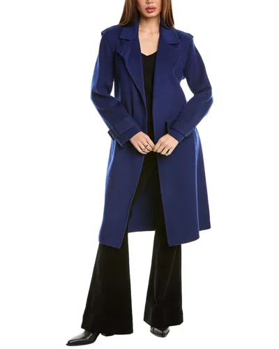 Elie Tahari Wool & Cashmere-blend Wrap Coat In Blue