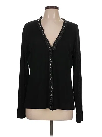 Pre-owned Elie Tahari Wool Cardigan Sweater In Black