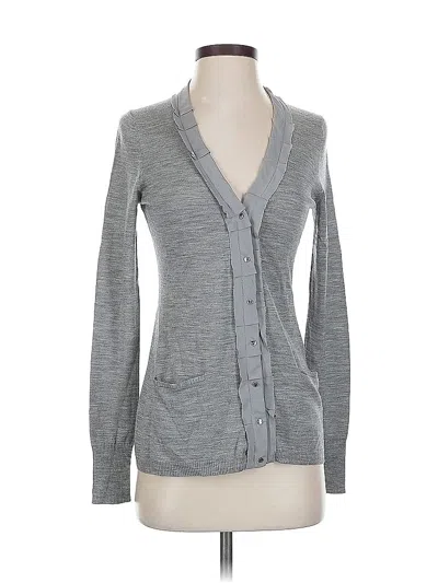 Pre-owned Elie Tahari Wool Cardigan Sweater In Gray