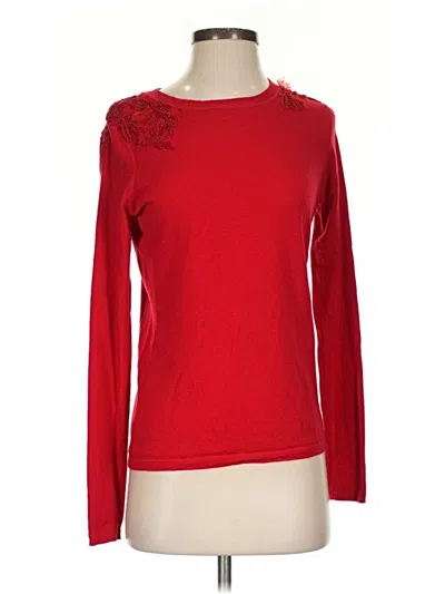 Pre-owned Elie Tahari Wool Pullover Sweater In Red