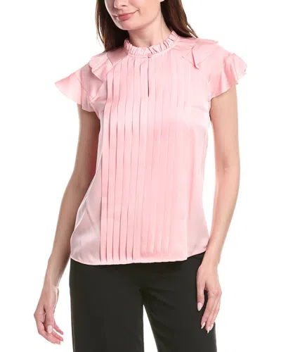Elie Tahari Zion Pleated Silk-blend Blouse In Pink