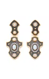 Elie Top Blason 18k Yellow Gold; Distressed Silver Opal Earrings In Multi