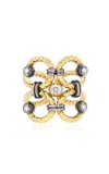 Elie Top Twist 18k Yellow Gold; Sterling Silver Diamond Ring