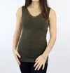 Elietian Lace V-neck Top In Olive
