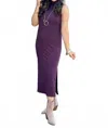 Elietian Ribbed Sleeveless Turtleneck Midi Dress In Wine In Purple