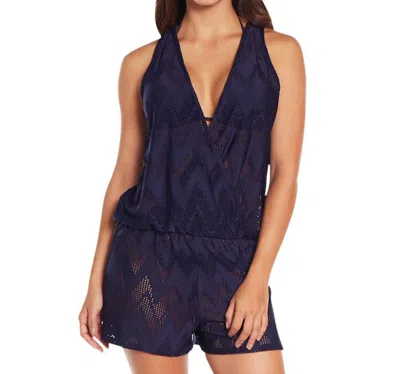 Elif Hersire Surplice Romper In Navy In Blue