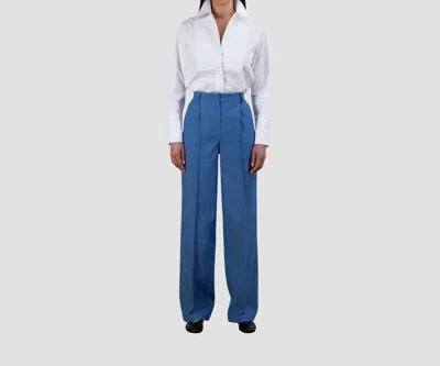Elif Pamir Double Pleated Trouser Pants In Blue
