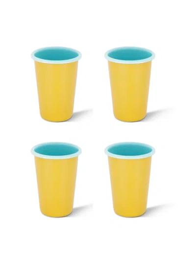 Elifle Two Tone Large Enamel Tumbler In Yellow