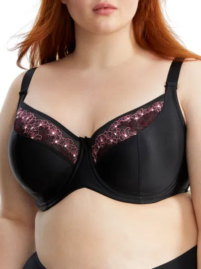 Elila Women's Blossom Side Support Balcony Bra In Black