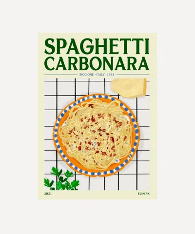 Elin Pk Spaghetti Carbonara Unframed Print 50x70 In Multicoloured