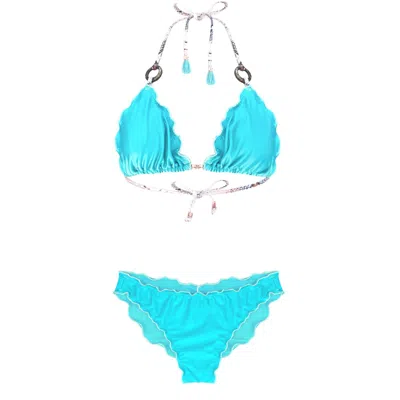 Deessa Ibiza Women's Aqua Blue Eco Bikini Set Savina Vero