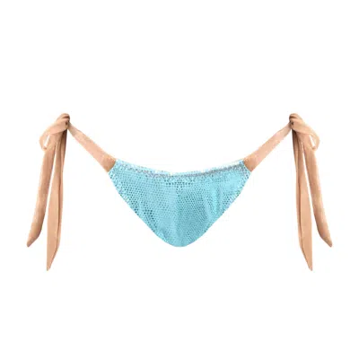 Deessa Ibiza Women's Blue Metallic High Leg Ibiza Bikini Bottom Leah Sargantana Malibu