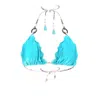 Deessa Ibiza Women's Blue / Neutrals Aqua Bikini Halter Top Savina - Blue, Neutrals In Blue