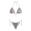 Deessa Ibiza Women's Gold / Brown / Neutrals Ibiza Snake Print Bikini Set With Gold Tie-side Straps Tamara Pia Be In Brown/gold