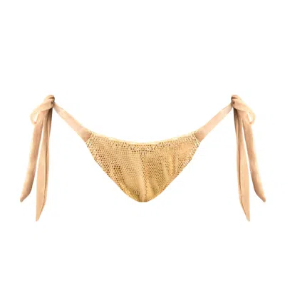Deessa Ibiza Women's Gold Metallic Tie-side Bikini Bottom Leah Sargantana