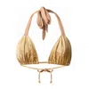 Deessa Ibiza Women's Gold Metallic Triangle Bikini Top Mari Sargantana In Gold