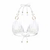 Deessa Ibiza Women's Gold / White Lace Eco Bikini Triangle Top Cala Comte Aurora - White In Gold/white
