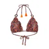 Shop Elin Ritter Ibiza Women's Gold / Yellow / Orange Tangerine Orange Paisley Ruched Edge Bikini Top Savina In Gold/yellow/orange