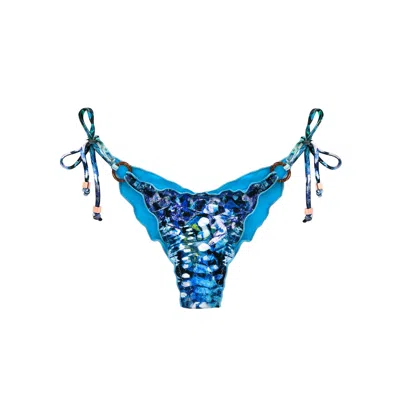 Deessa Ibiza Women's Green / Blue Blue Butterfly Print Bikini Tie-side Bottom Laia In Green/blue